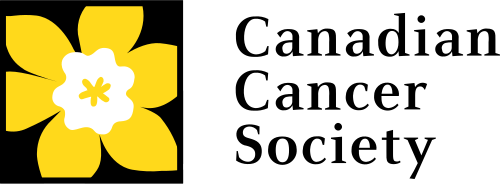 Logo of the Canadian Cancer Society featuring a stylized yellow daffodil flower on the left and the organizations name in black text on the right.